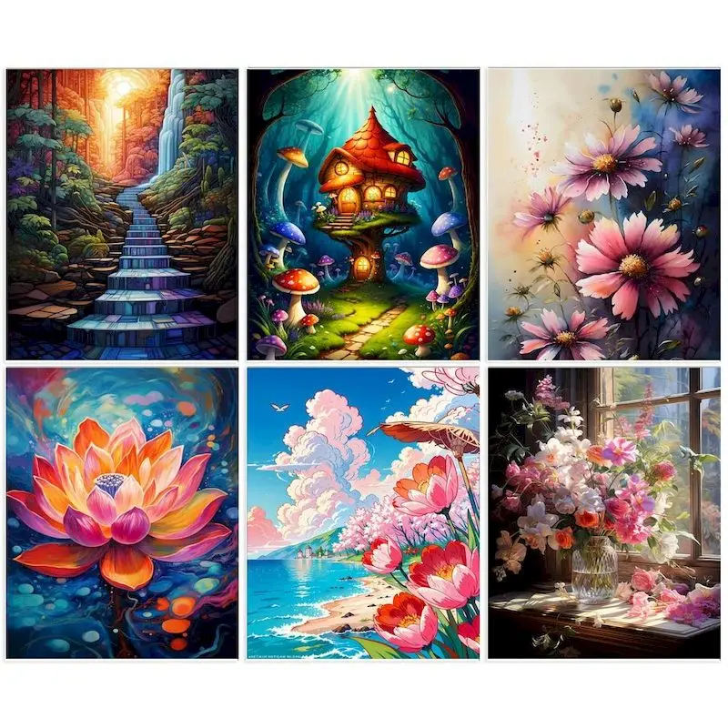 

CHENISTORY Oil Painting By Numbers For Adults flower Picture Paint Gift Acrylic Paints set Diy Frame Coloring By Numbers Home De