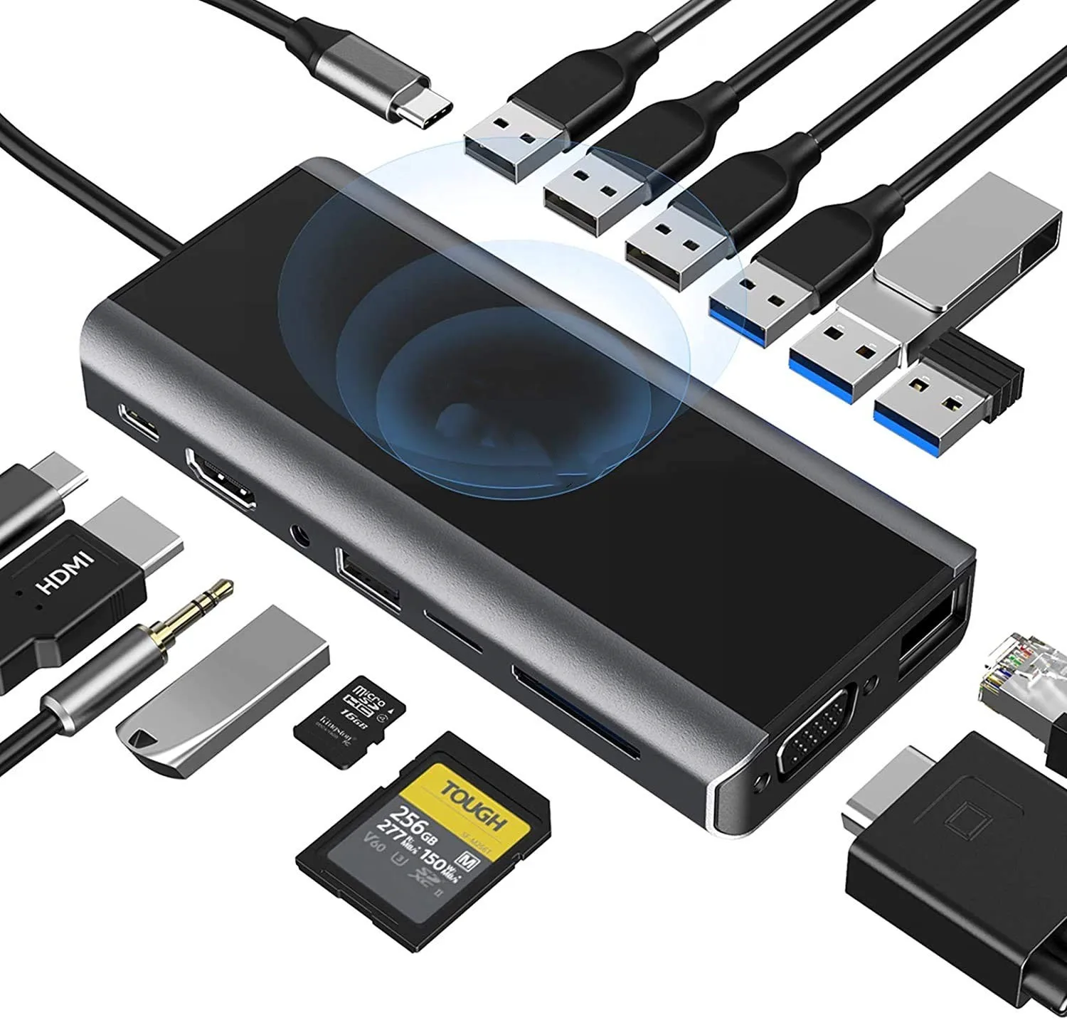 Imagem -02 - Multi Função Usb c Hub Docking Station Docking Station para Macbook Air Pro m1 m2 Ipad Laptop Thunderbolt Hdmi pd sd tf Rj45