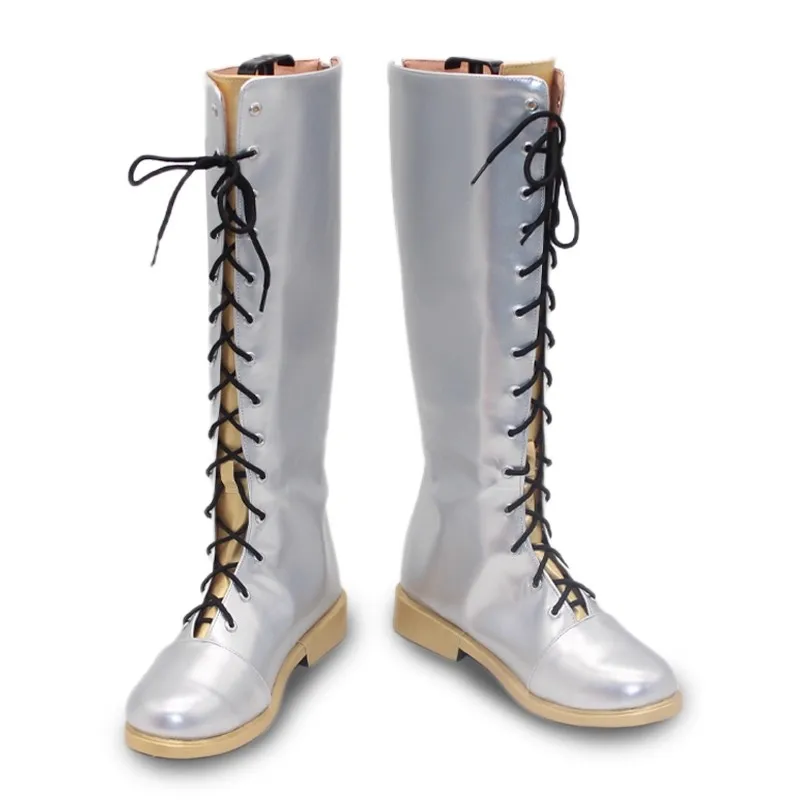 Movie Hunters Rumi Silver Cosplay Shoes Women Comic Casual PU High Boots for Halloween Carnival Party Christmas