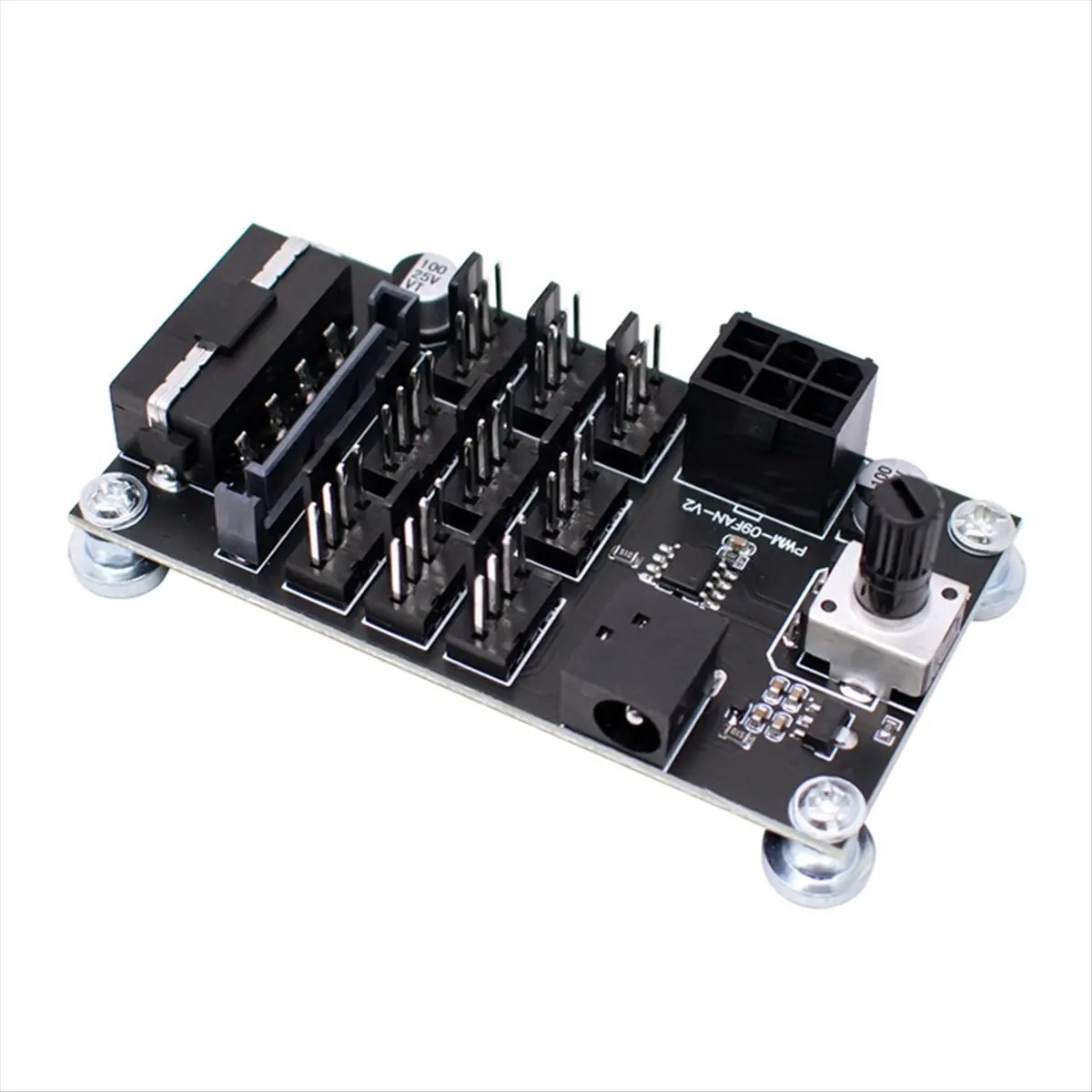 #86Y PWM Fan Speed Controller,Computer Chassis PWM Violent Fan Speed Controller 9-Way 12V PWM 4Pin (Black)