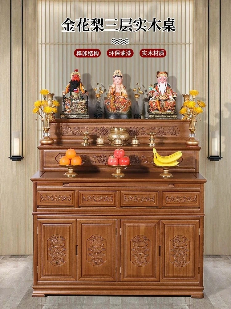 

Трехъярусный подсвечник из массива дерева B Jinhua Pear, для дома, в тибетском стиле, для куманды Будды, в новом китайском стиле