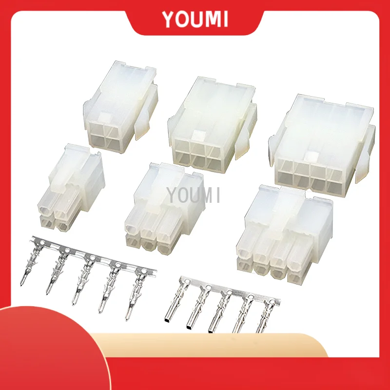 10sets 4.2mm 5557 / 5559 Automobile Harness Connector 2P4P6P8P10P12P-24P Male and Female Terminal Plug Kit Computer Power Cabl