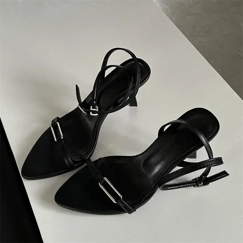 Eilyken Ankle Buckle Strap Women Sandals 2024 Summer Pointed Toe Thin High Heels Shoes Sexy Banquet Prom Zapatos Mujer