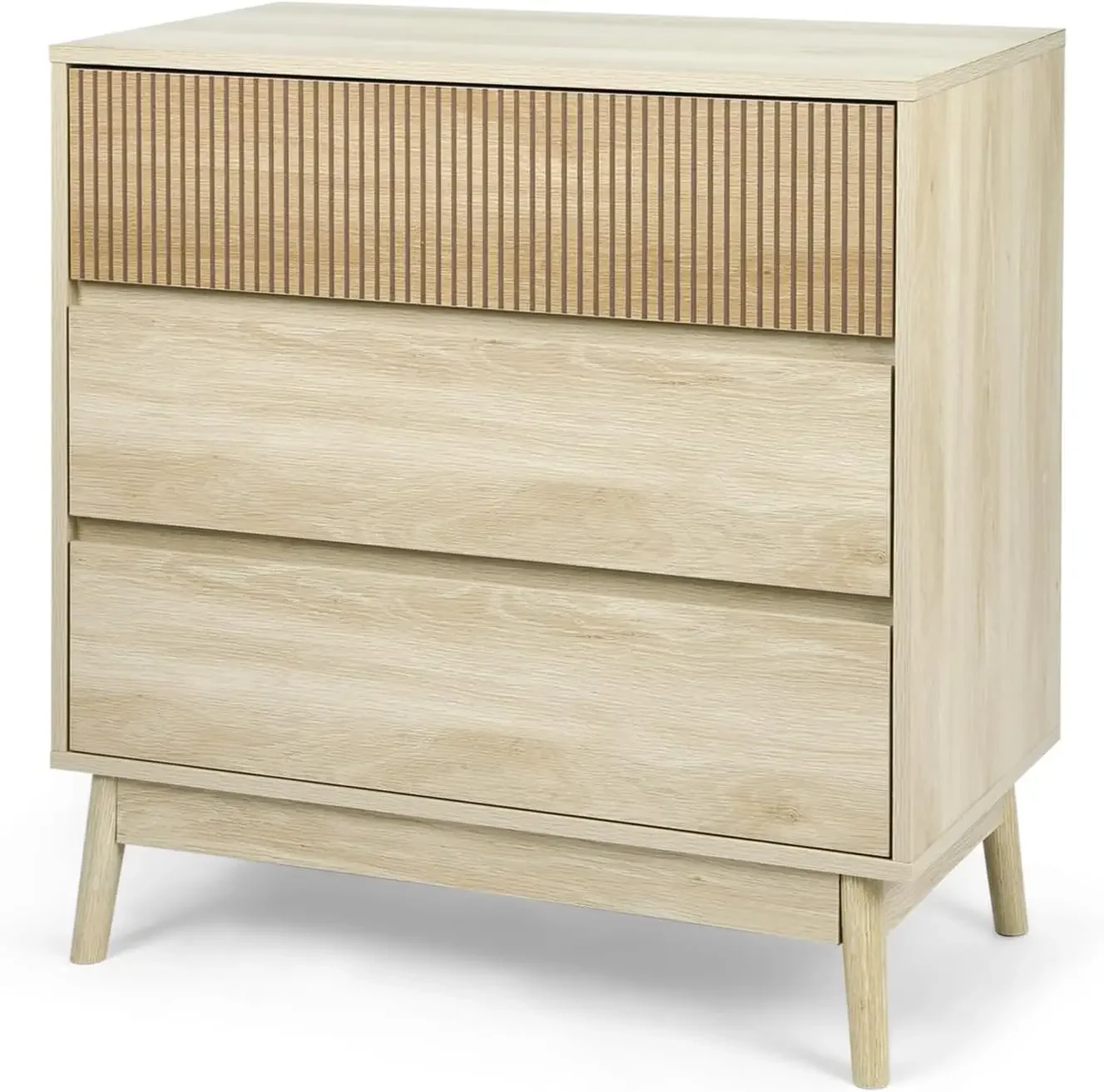 3/4Drawer Dresser, Farmhouse Wood Storage Chest of Drawers, Modern Closet Dressers with Wide Drawers, Bedroom, Living Room