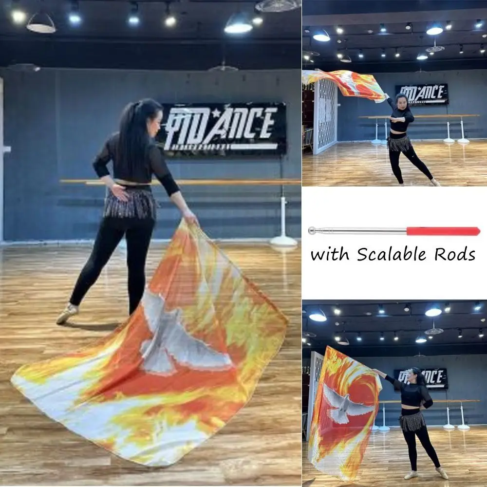 with Telescopic Sticks Belly Dance Accessories Props Scalable Rods Multicolor Colorful Scarves Flag Portable Lightweight - Image 3