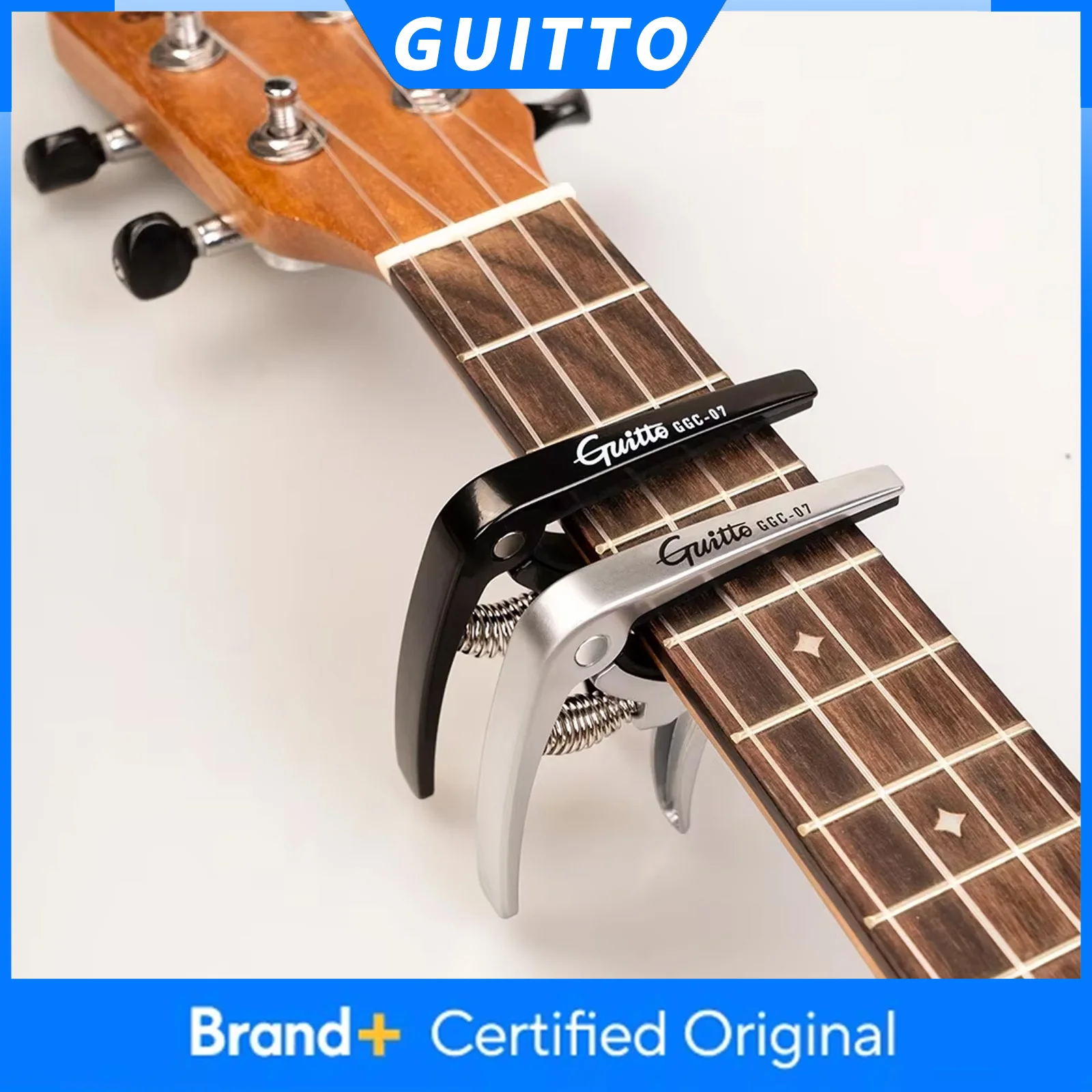 GUITTO GGC-07 Capo para Ukelele de Aleación de Zinc de Ajuste Rápido, Pinza de Afinación para Guitarra Ukelele de 4 Cuerdas, Capo para Guitarra Hawaiana, Accesorios para Guitarra