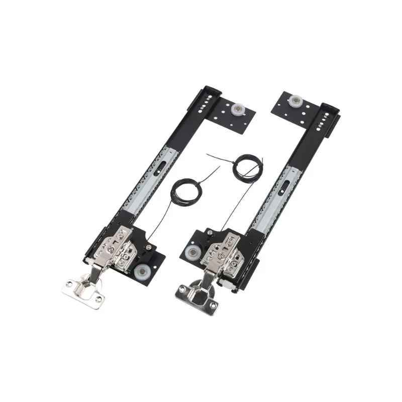Wardrobe hidden folding swing door track, cabinet door telescopic side installation invisible plug-in slide rail hardware