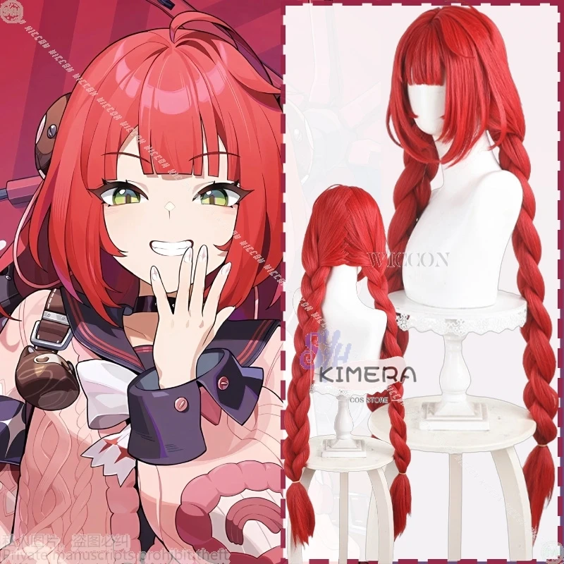 

Ukinami Yuzuha Cosplay Game Zenless Zone Zero Anime Costume Red Kawaii Double Pony Wig Jirai Kei Girls Red Wigs Halloween Cos