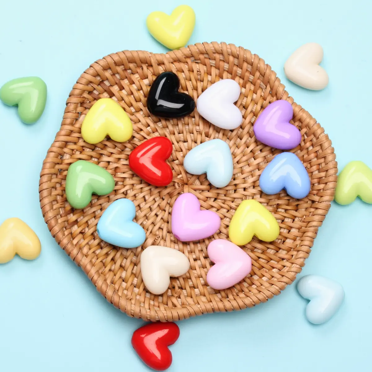 17mm 10pcs Solid Color Love Heart Loose Spacer Beads For Jewelry Making DIY Neckalce Bracelet Pendant Handmade Accessories