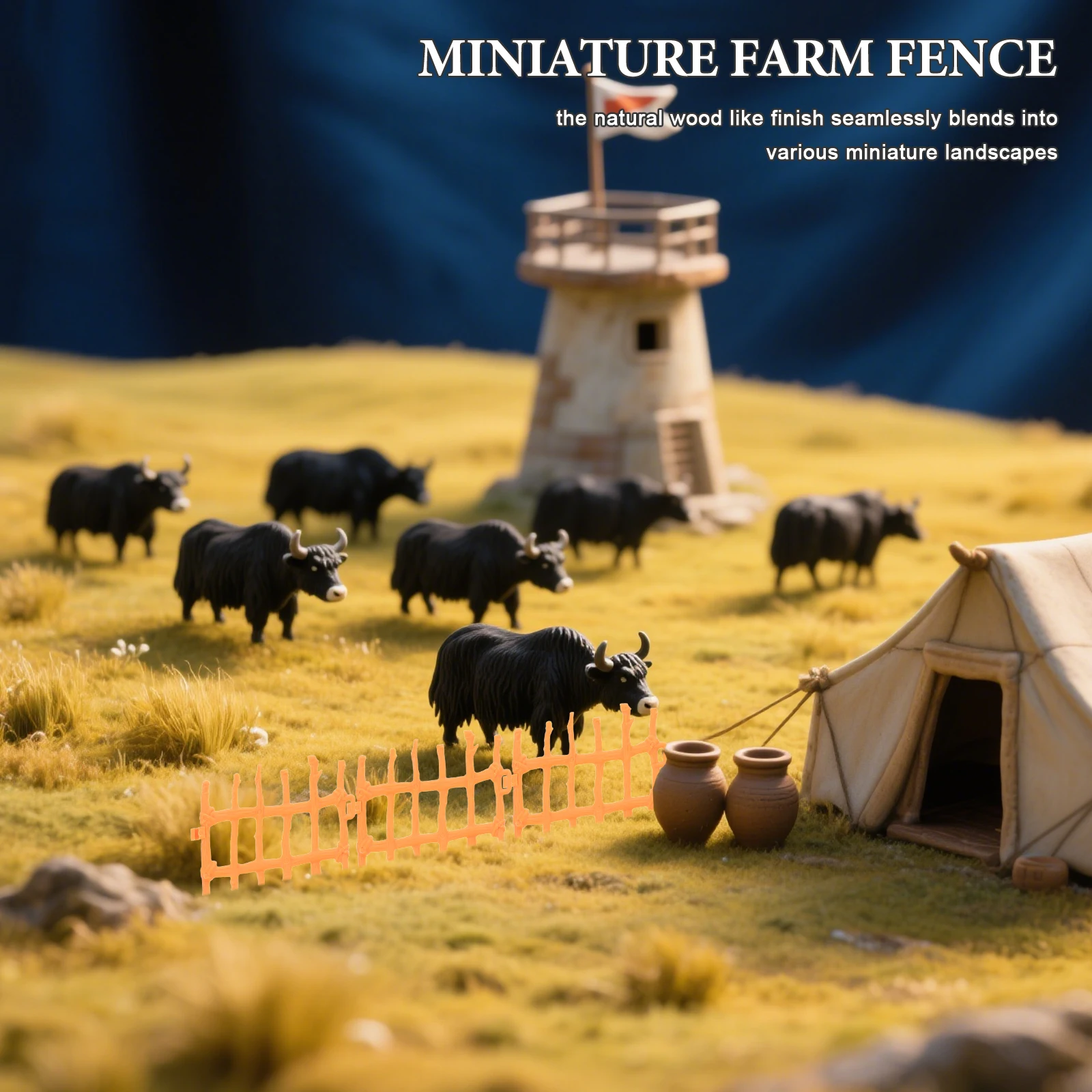 50개 플라스틱 미니어처 펜스, 자연스러운 나무 느낌의 정원 장면, 공예 전시, 농장 장식용 미니 펜싱