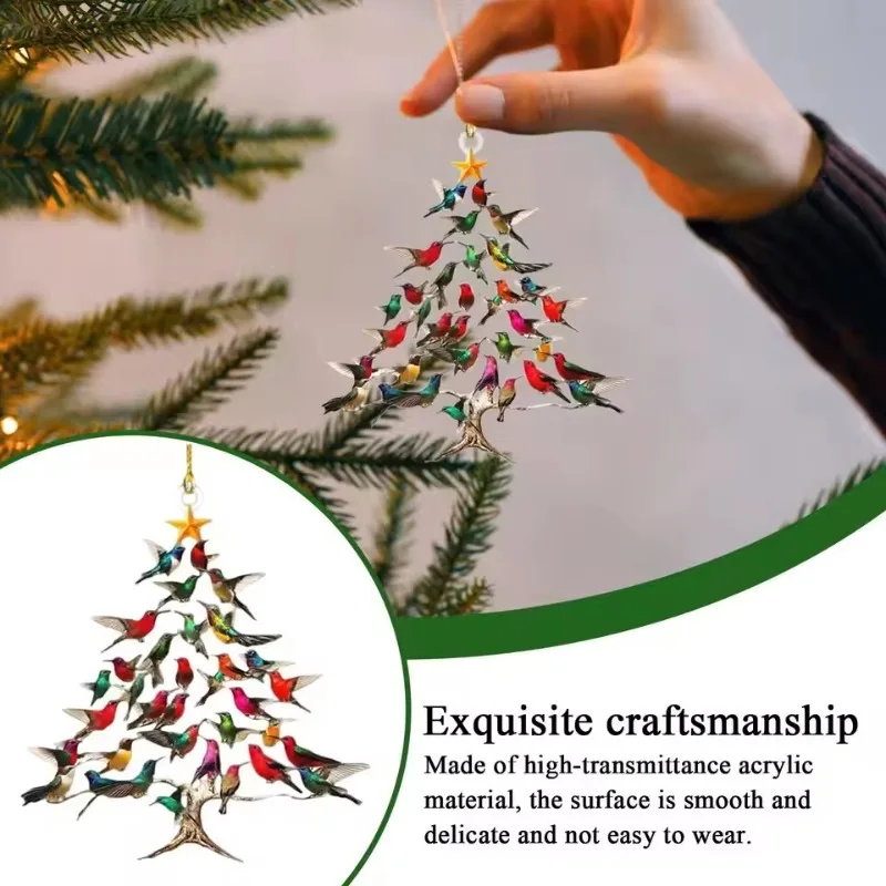 

Stackable Hummingbird Christmas Ornament: Bird Decor for Christmas Trees,Home Walls,Gardens Yards Holiday Season Display Piece