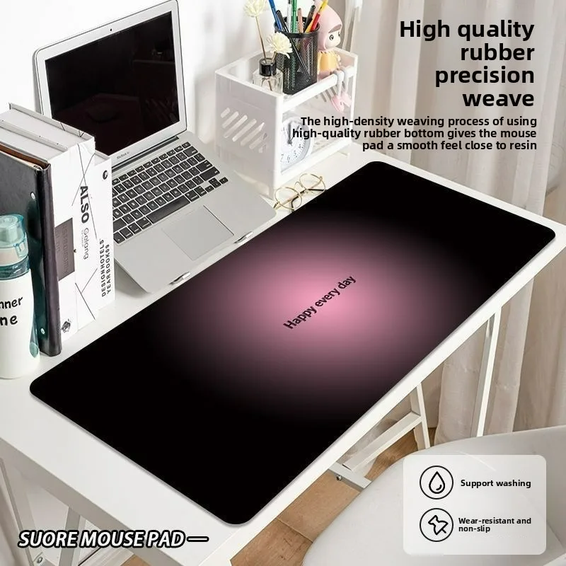Podkładka pod mysz Gradient ultra-thick, duża czarno-różowa, minimalistyczny styl Morandi gamingowa biurowa podkładka pod klawiaturę na biurko