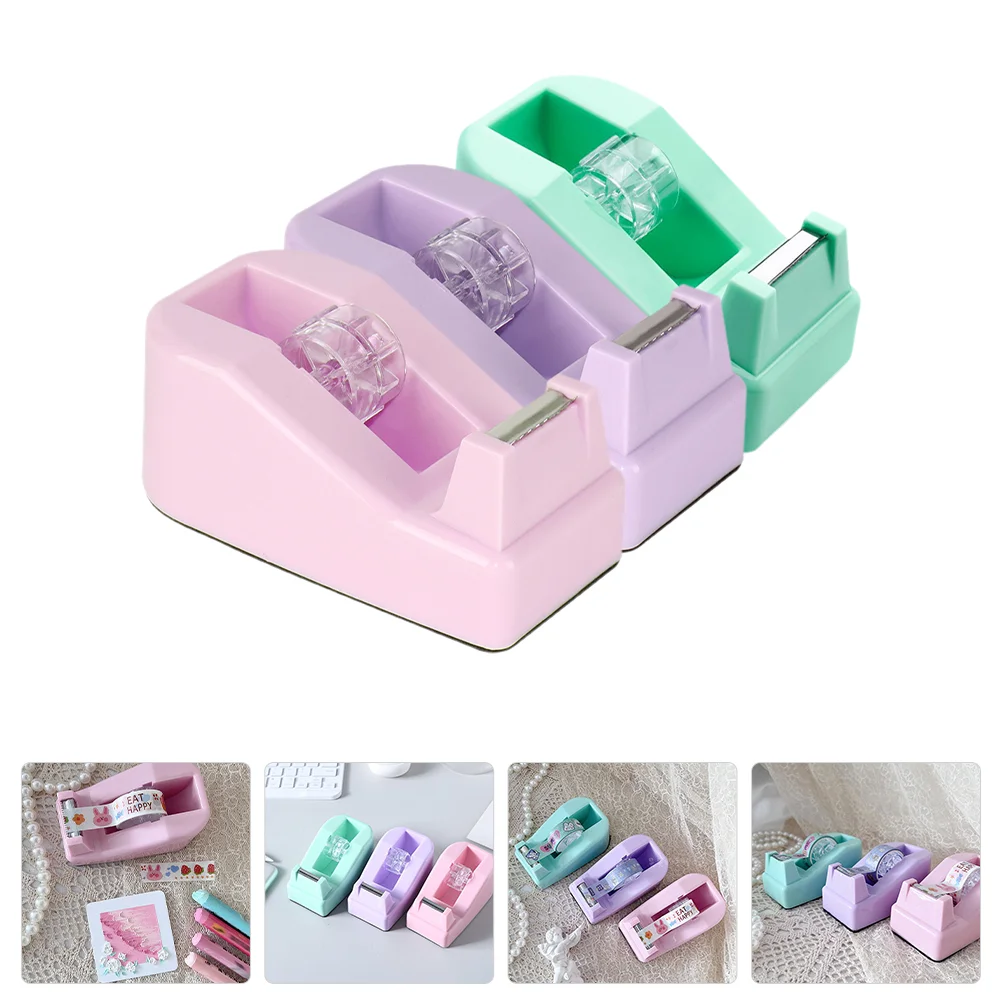 3 Pcs Tape Desk Holder for Textured Paper Supply Convenient Sticker Dispenser Plastic Portable Office