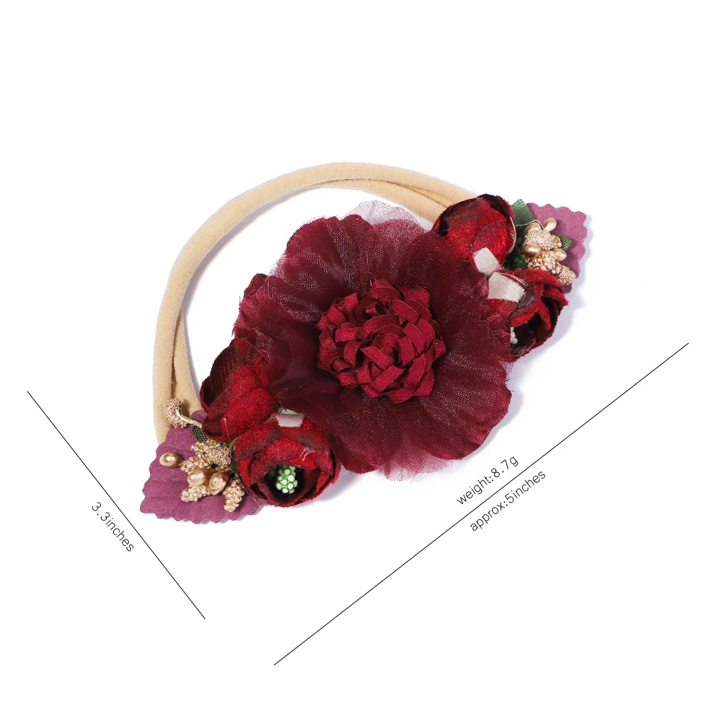 Diademas de flores artificiales para niños, 1 piezas, banda para el pelo de tela Vintage hecha a mano, tocado de boda para niñas, accesorios para el