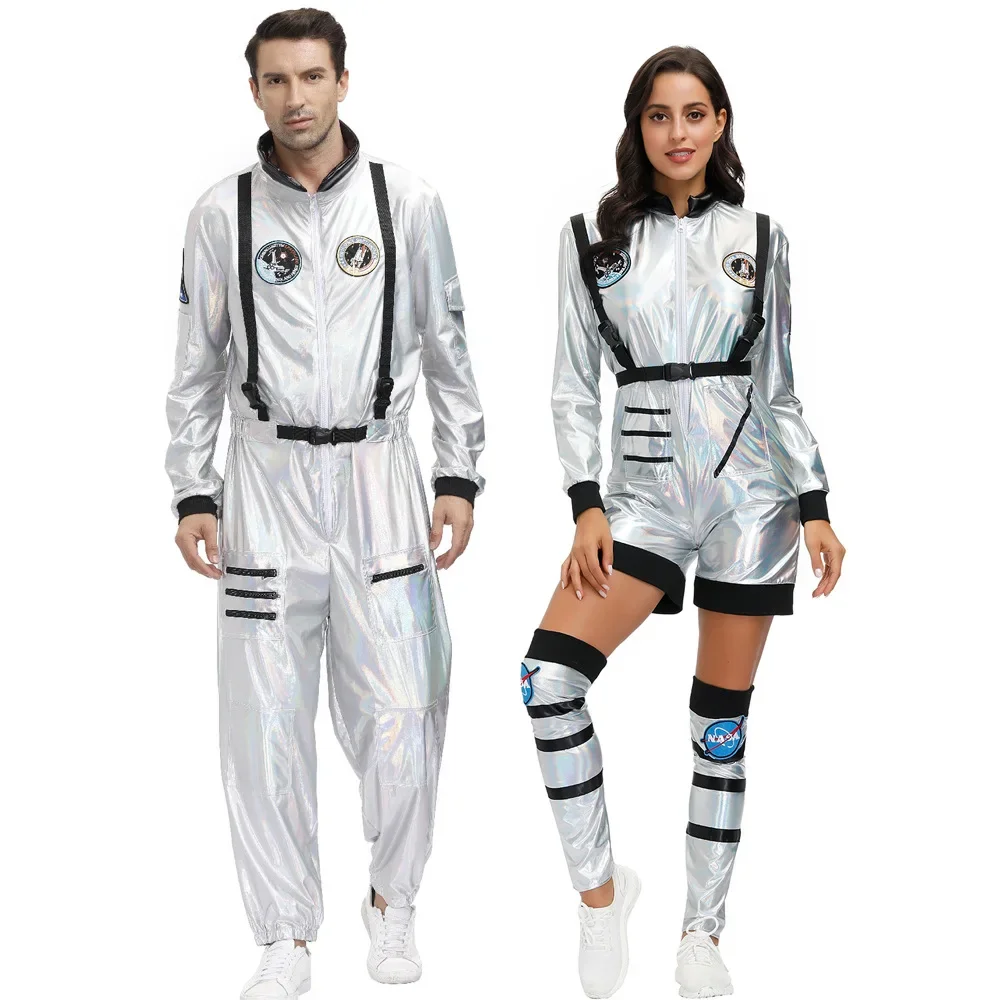 

Halloween Alien Astronaut Spaceman Cosplay Costume Masquerade Pilot Spaceman Couple Jumpsuit