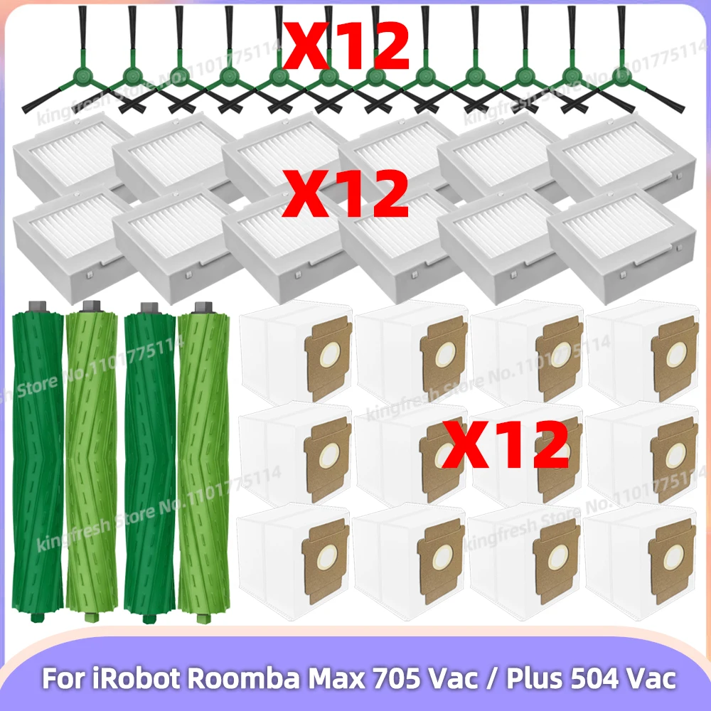 Kompatibel für iRobot Roomba Max 705 Vac / Roomba Plus 504 Vac Staubsaugerteile Bürste Filter Staubbeutel Mopp-Tuch Zubehör