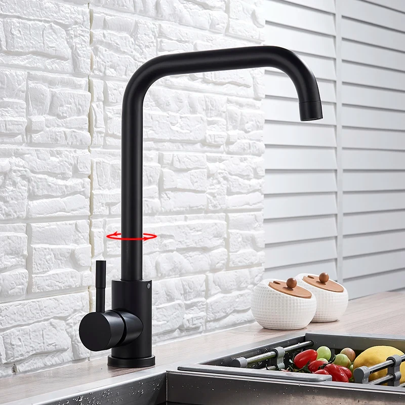 304# Matte Black/Brushed Nickel Kitchen Faucet Hot and Cold Mixing Faucet Kitchen Faucet Kitchen Faucet