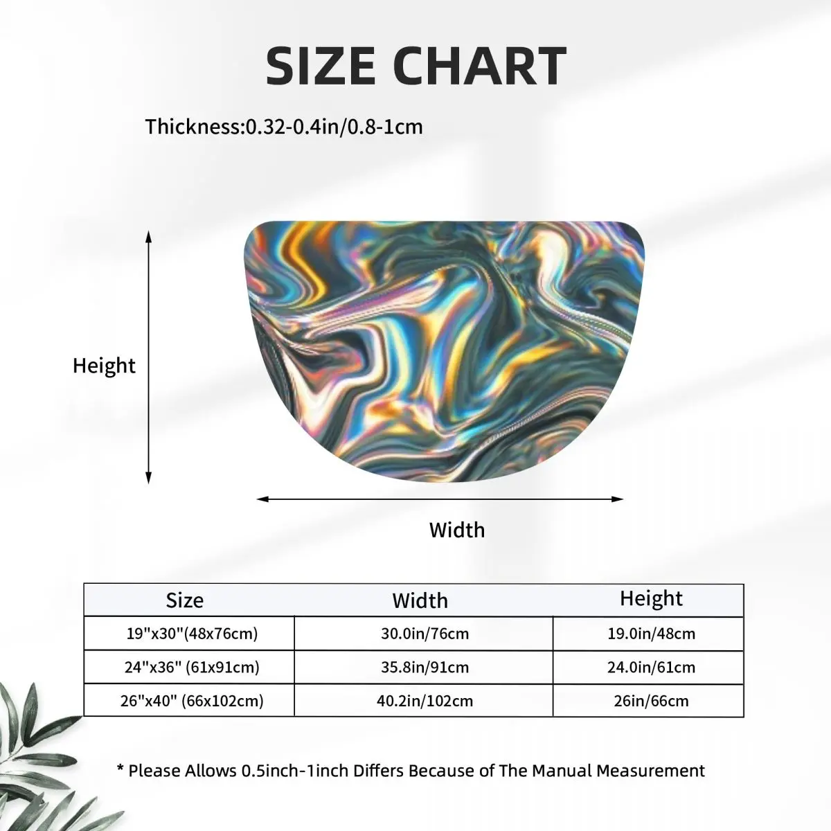 Holographic Metallic Rainbow Soft Flannel Half Round Doormat Non Slip Bathroom Mat Absorbent Floor Carpet for Garage
