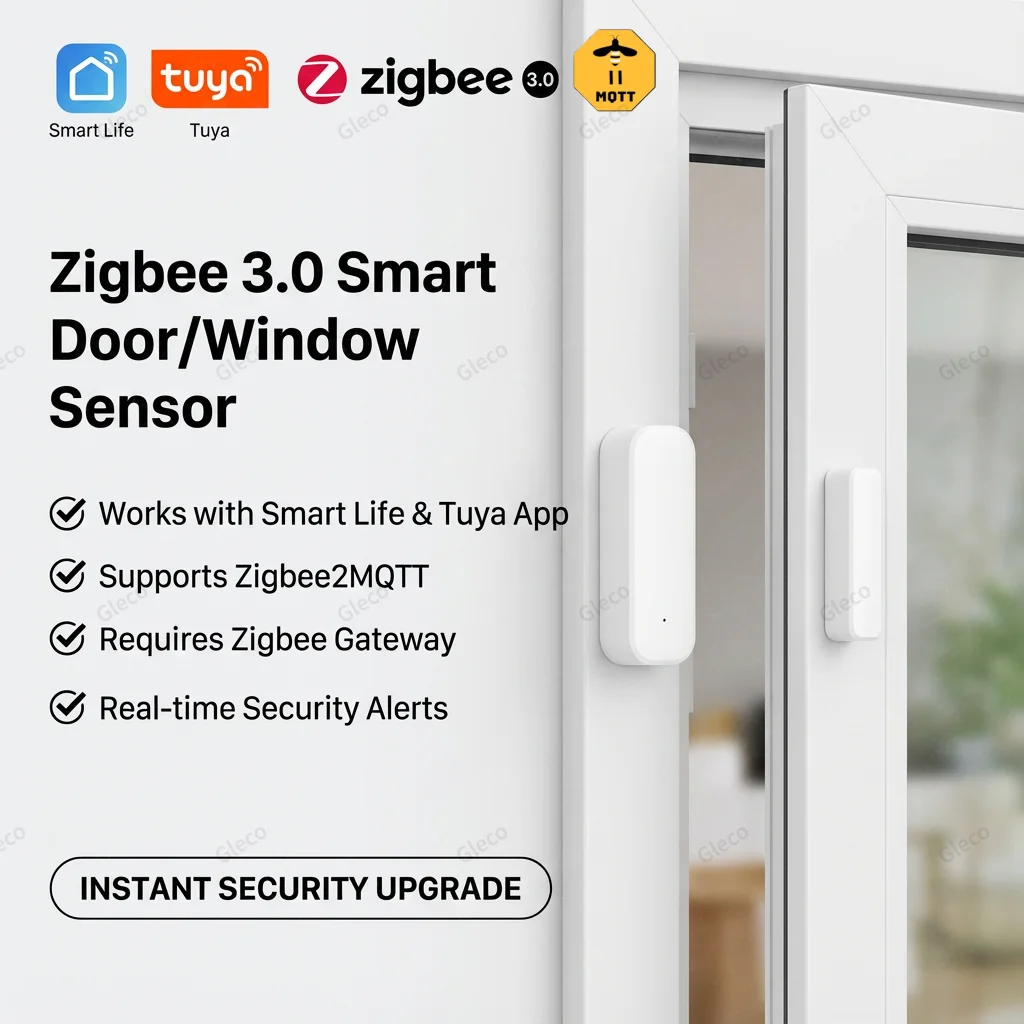 Zigbee Door Window Sensor Tuya Smart Home Security Wireless Contact Sensor Open Closed Detector For Windows Cabinet Drawers Z2M