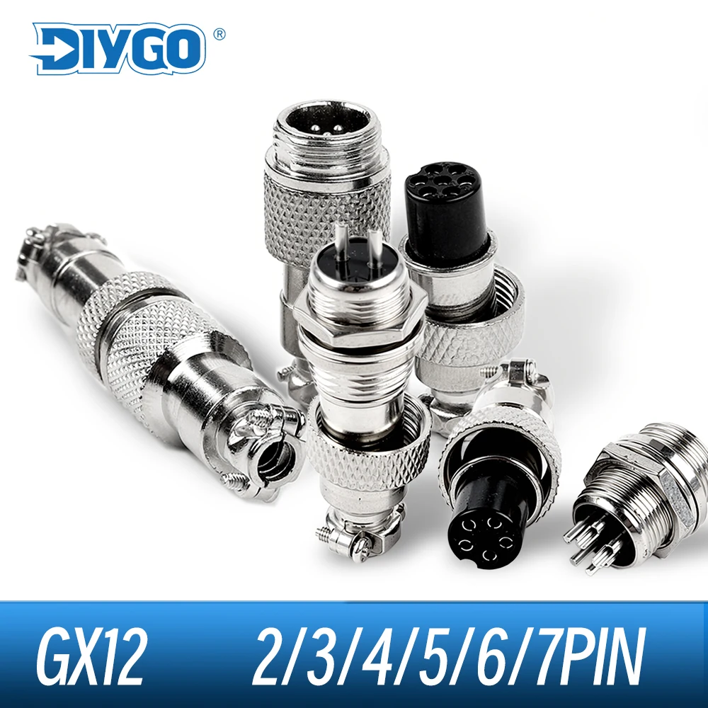 

1Set GX12 Aviation Connector Docking Type Male&Female 2/3/4/5/6/7 Pin Socket&Plug Circular Electrical Wire Cable Connection