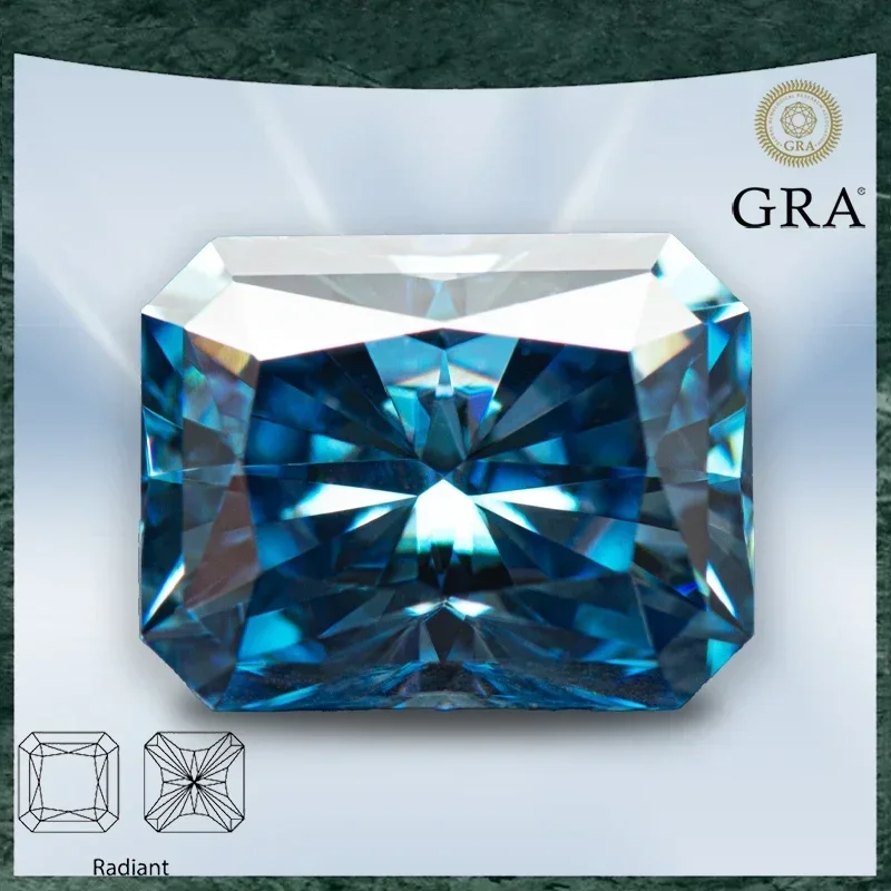 

Moissanite Stone Radiant Cut Sapphire Blue Color VVS1 with GRA Certificate for Gemstone Charms Beads Top Jewelry Making Material