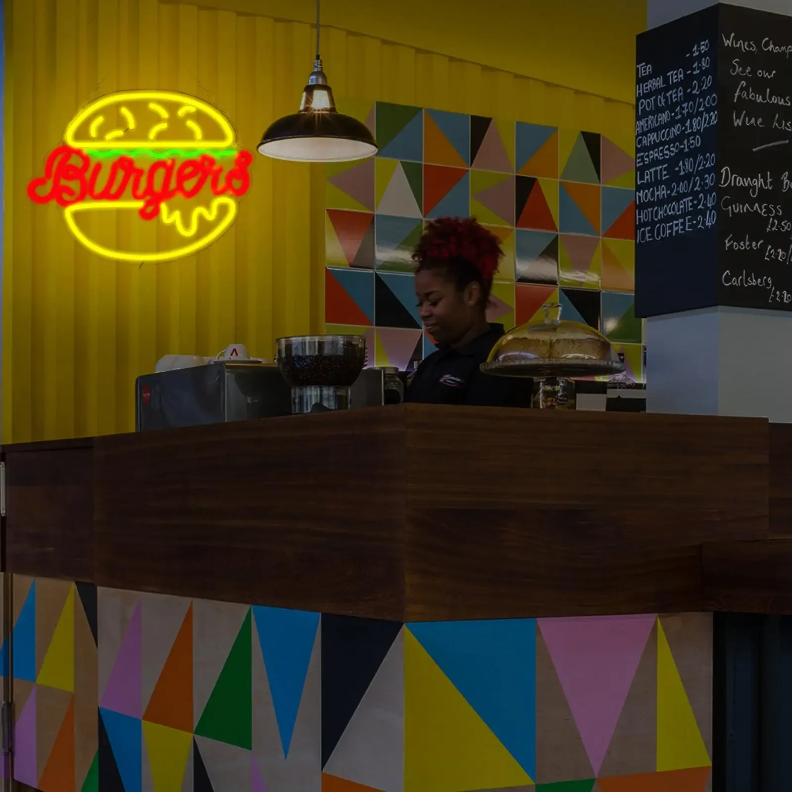 BURGER Neon Signs Lights for Bedroom Led Business Signs Suitable for Hamburger Restaurant Office Man Cave Beer Bar Pub