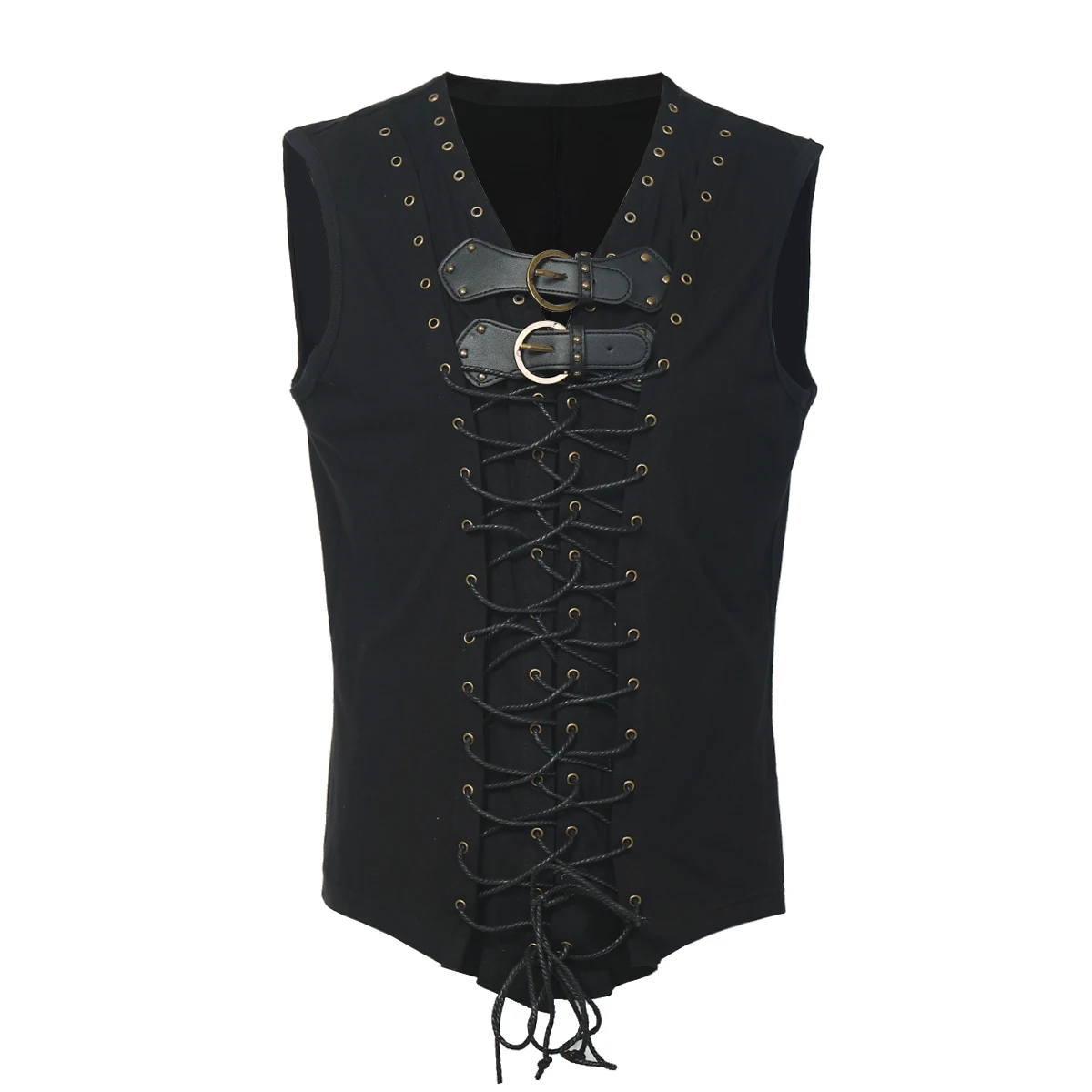 Adult Men Black Punk Vest Coat Sleeveless Gothic