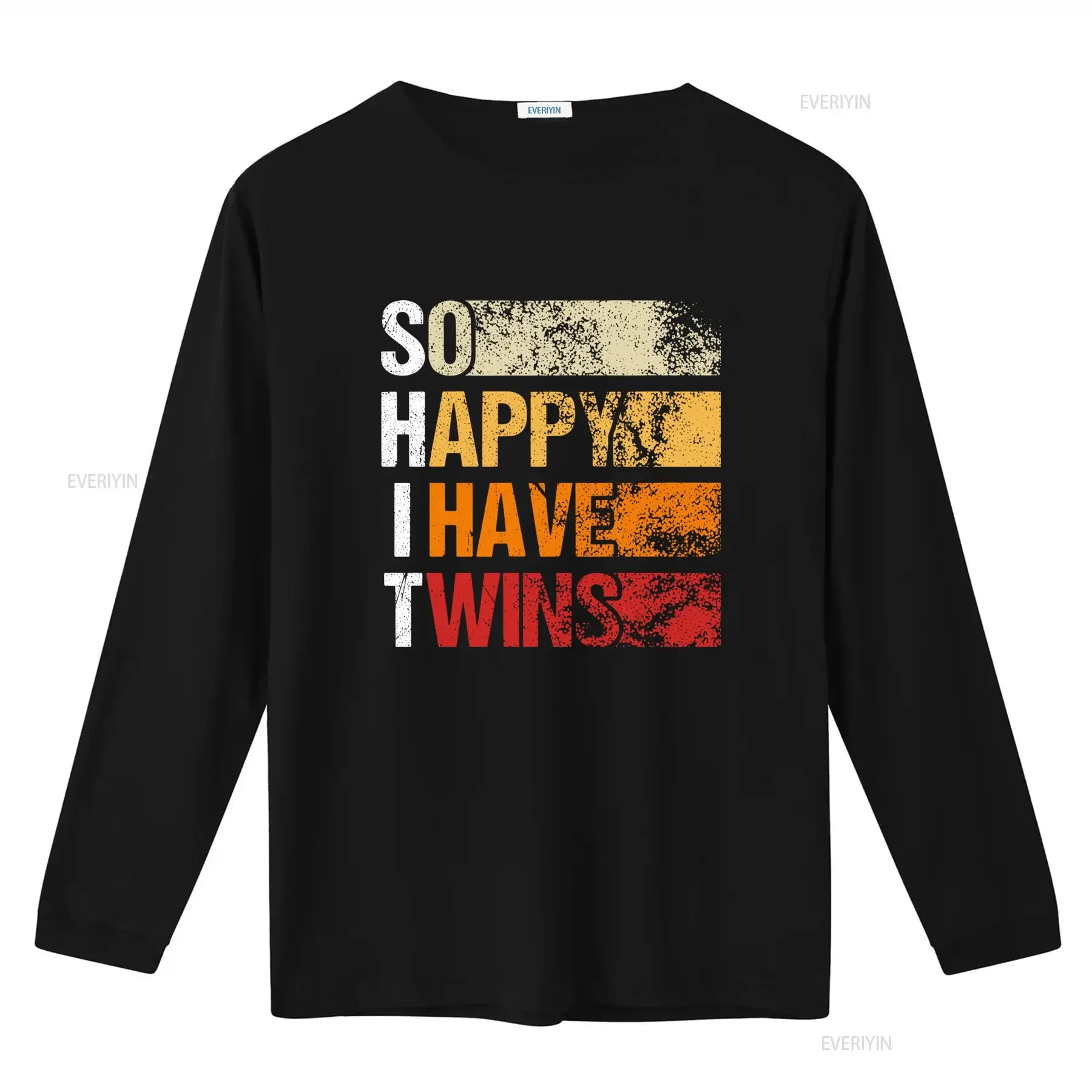 So Happy I Have Twins T Shirt Funny Parent Mom Dad Saying Pregnancy Announcement for Friend vintage Washed graphic Soft homme