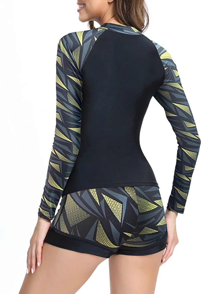 2026 Floral Long Sleeve Surfing Swimsuit Women Two Pieces Swimwear Female Bathers Bathing Swimming Swim Suit Beachwear
