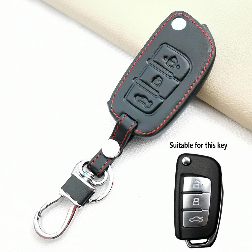 Leather 3 Buttons Key Case Cover For Geely Emgrand EC7 EC8 GC6 EC715 EC718 Emgrand7 EU7 EC7-RV EC718-RV Remote Key Holder Shell