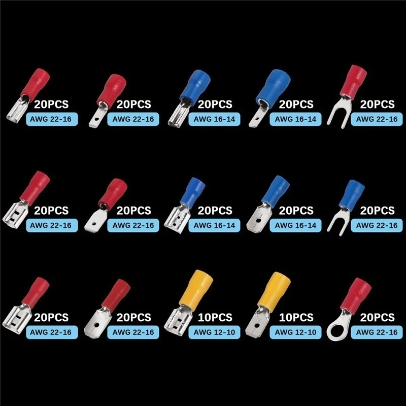140/280PCS Assorted Female Male Crimp Spade Terminal Wire Connectors Set With Box