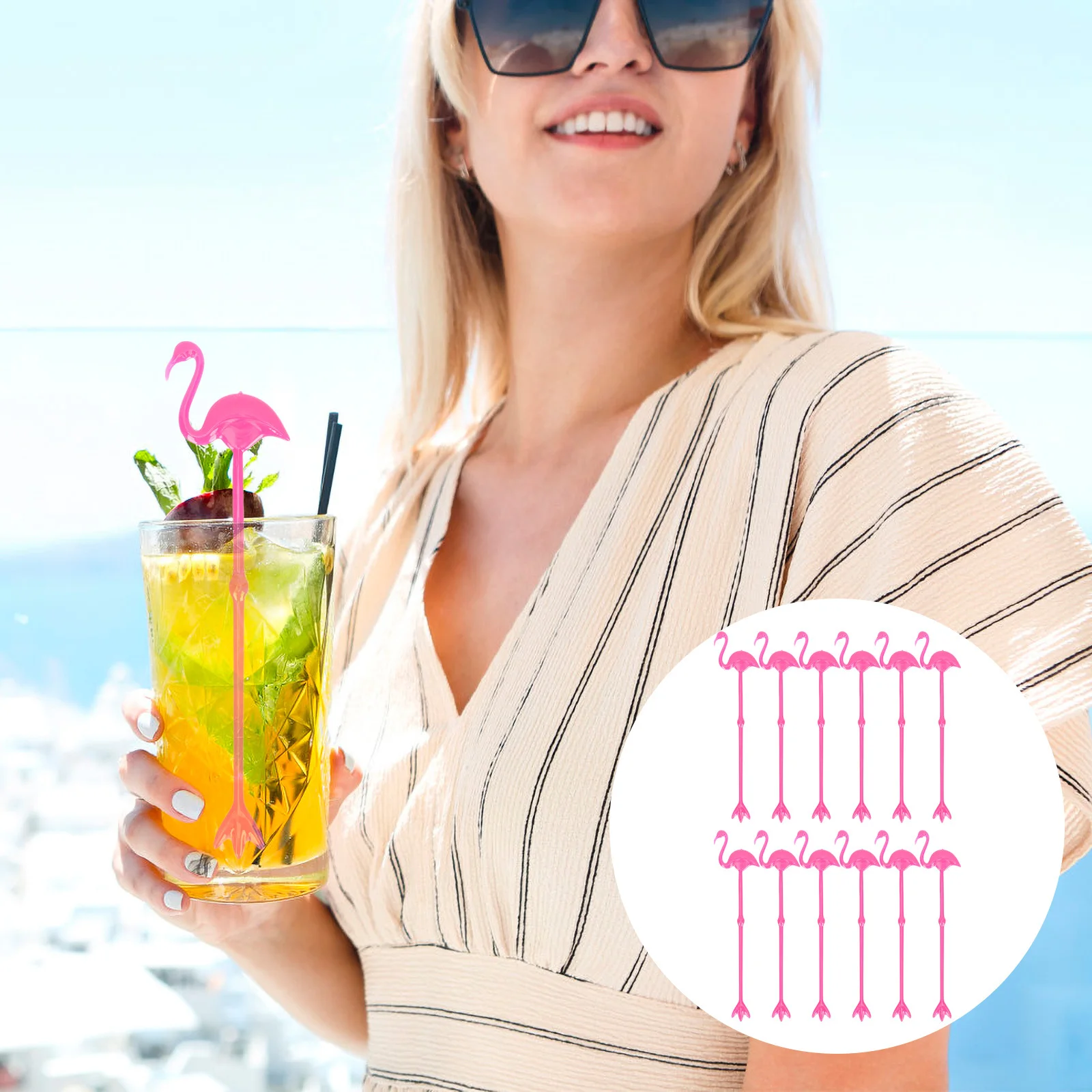 

12pcs Flamingo Stirring Rods Reusable Plastic Drink Stirrers For Cocktail Coffee Iced Tea Party Bar Restaurant Use