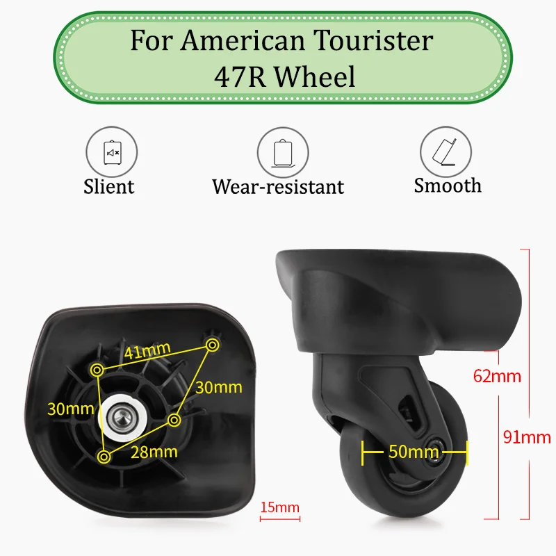 For American Tourister 47R Universal Luggage Wheel Mute Wear-resistant Push-pull Smooth Luggage Replacement Accessories Wheels