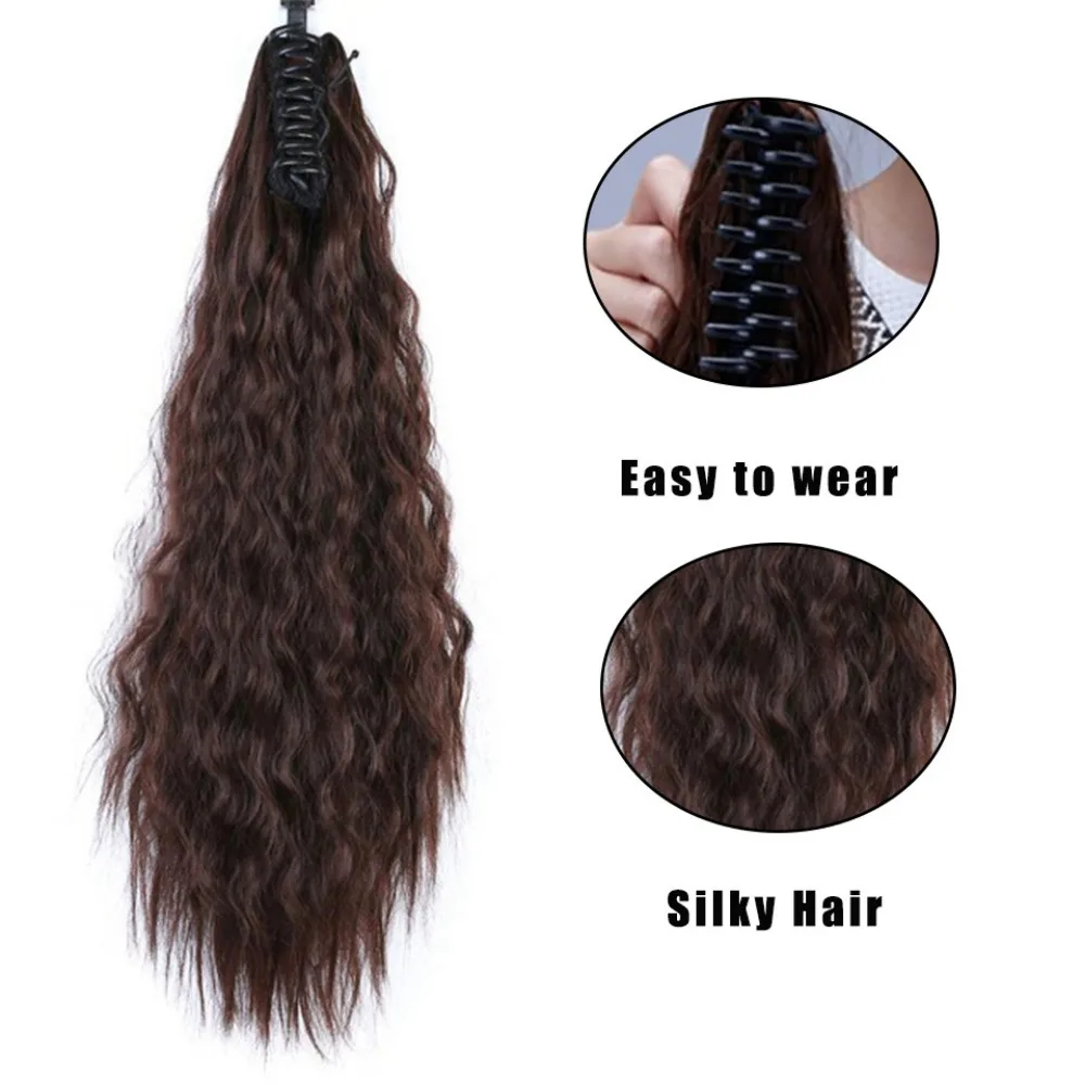 Klauw Lange Golvende Paardenstaart Zwart Bruin Krullend Pony Staart Clip In Hair Extensions Voor Vrouwen Pluizig Natuurlijk Uitziend Synthetisch Haarstuk