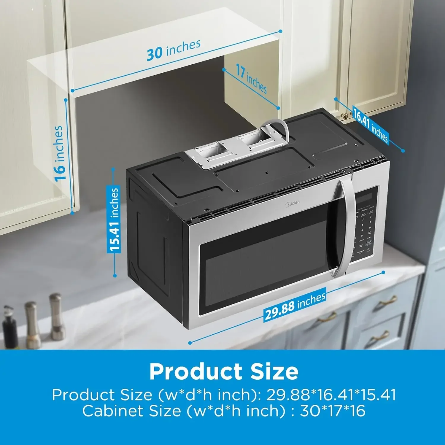 MOR17BSA-SS 1.7 Cu.ft. Over The Range Microwave Oven with Smart Touch Panel, Auto Cooking Menu, 1000 W, 300 CFM Ventilation