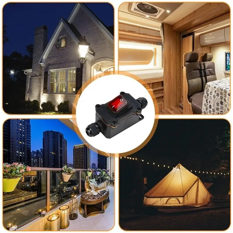 12v Heavy Duty Waterproof Inline Switches -  Power Cord Switch For Inline Control & Outdoor Use