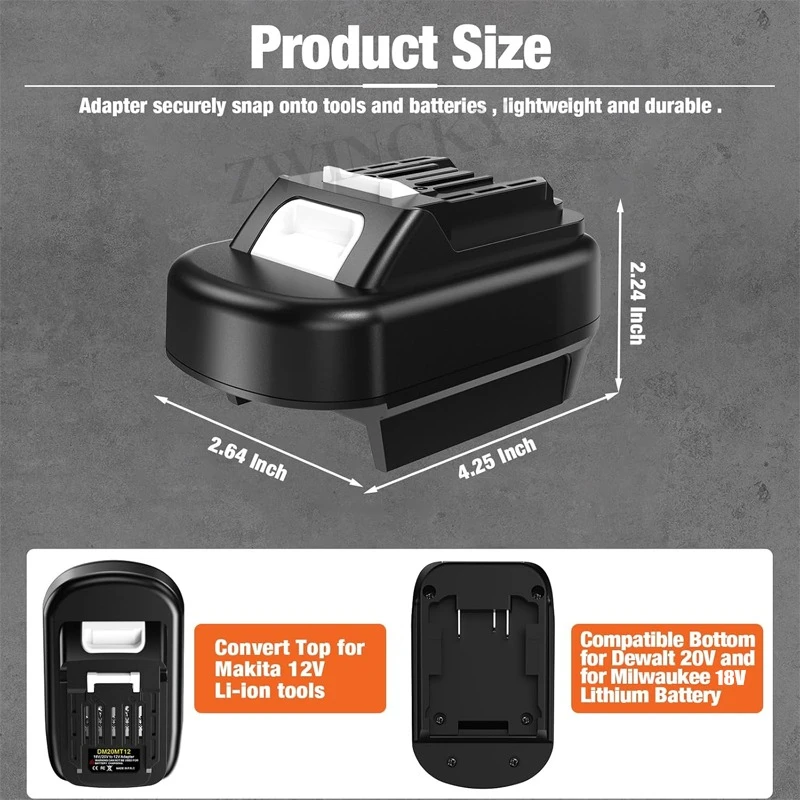 Adaptor untuk Dewalt untuk Milwaukee Ke untuk Makita 12V Alat untuk Dewalt 20V 60V & untuk Adaptor Baterai Milwaukee 18V (Hanya Adaptor)