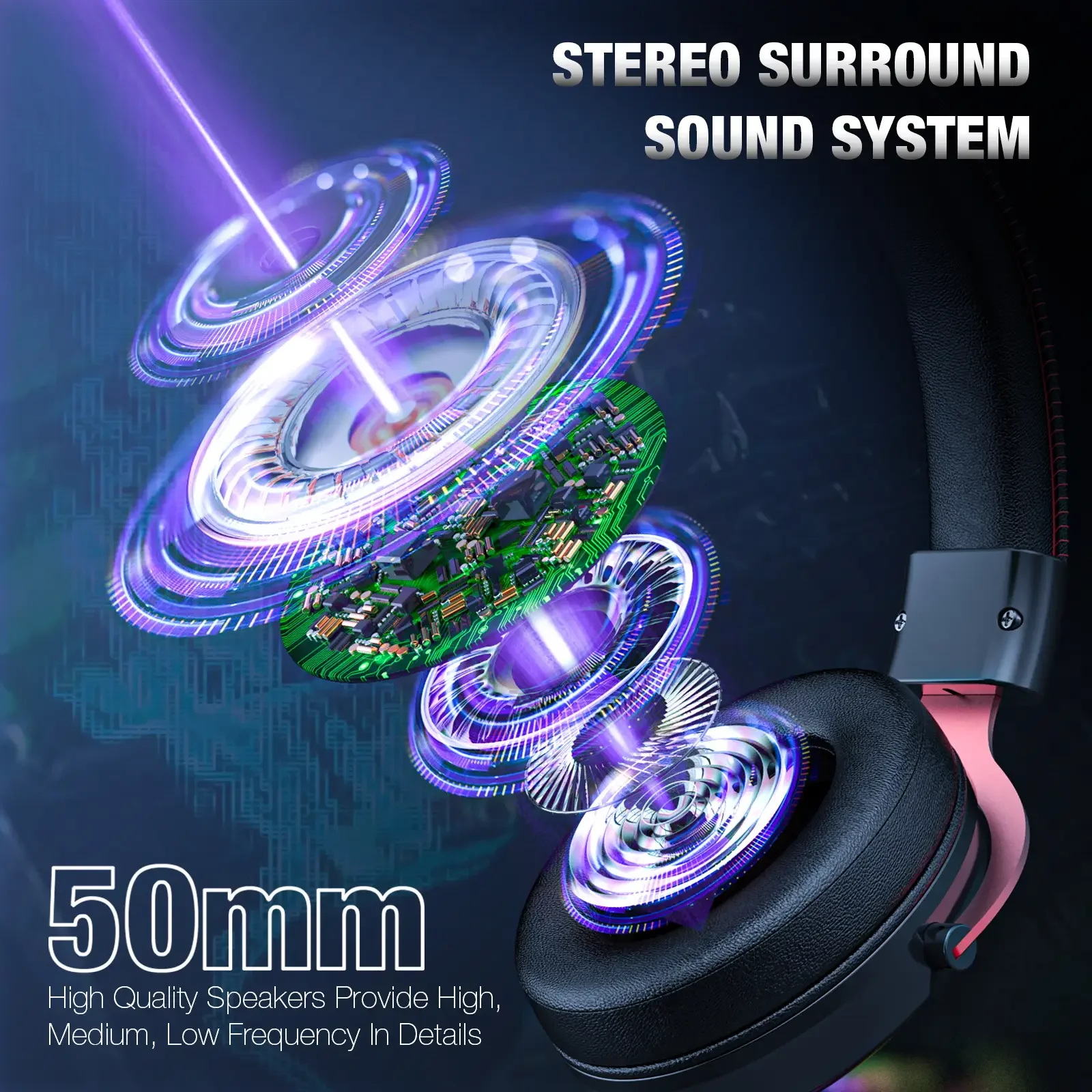 ONIKUMA X10 Gaming Headset with Cow Horn Wired Headphone RGB Light HD Mic Gaming Headset Gamer Surround Computer Earphones