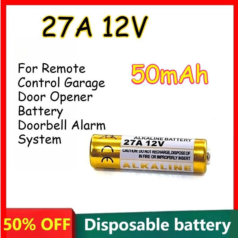 

27A 12V Alkaline Battery for Remote Control Garage Door Opener Doorbell Alarm System Primary Dry Batteries