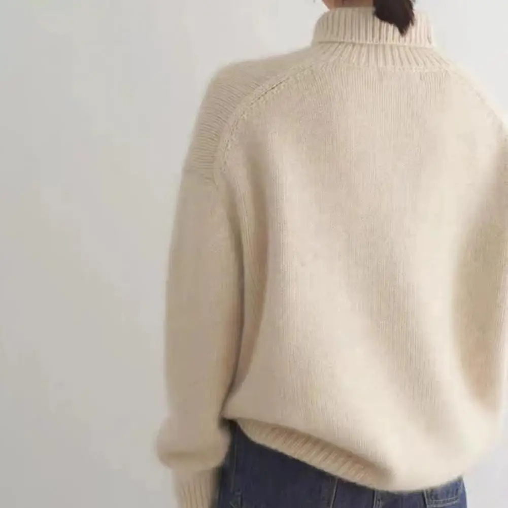 سترة نسائية محبوكة فضفاضة سميكة لعام 2025 بياقة عالية نمط كسول قميص أساسي ملابس خارجية للخريف والشتاء موضة غير رسمية مريحة #2