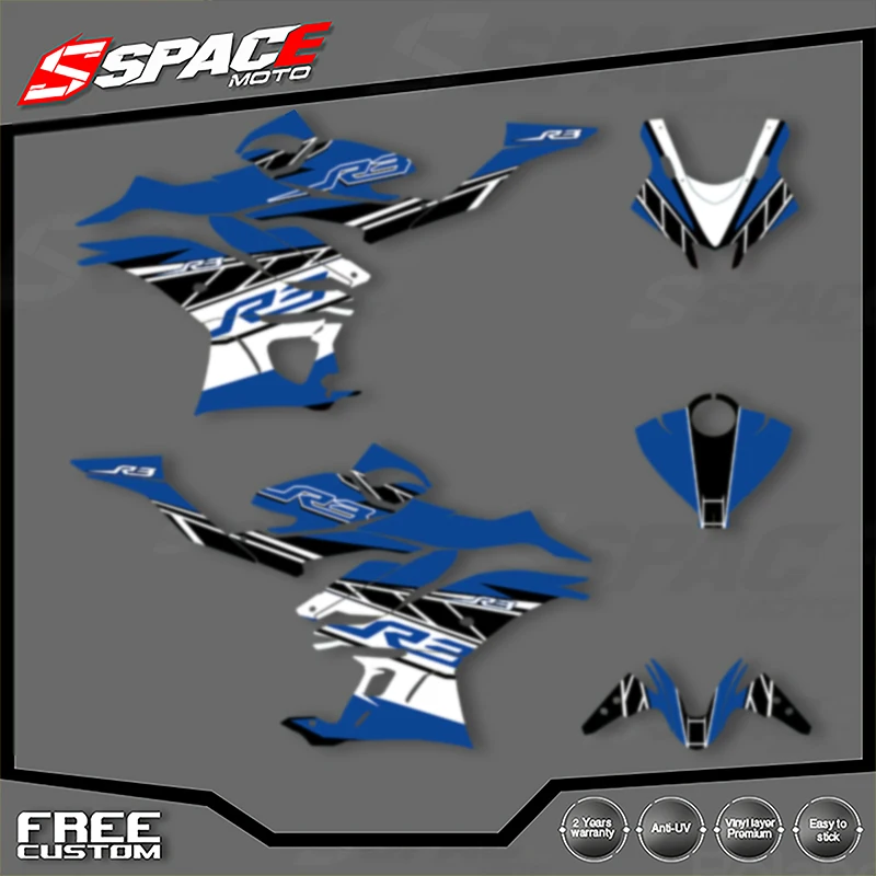 

SPACE Custom Motorcycle Graphics For YAMAHA 2019 2020 2021 2022 2023 R3 Enduro Decal Stickers Kits 003