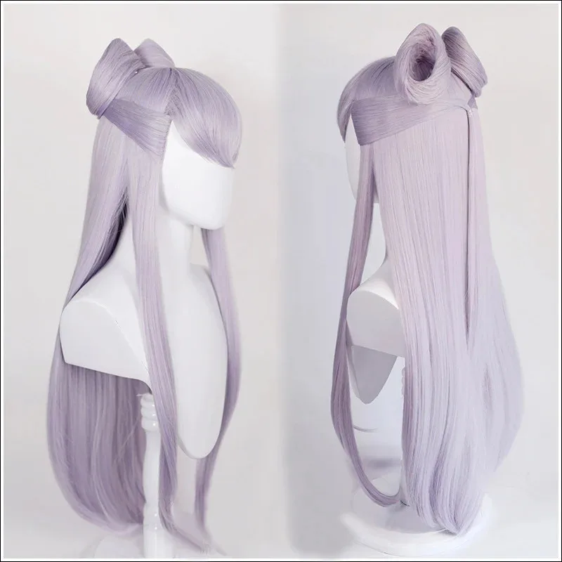 didi 2025 2025 hhhGame Baddest Evelynn LOL KDA Cosplay Long Purple Wigs with Buns Heat Resistant Synthetic Hair + Wig Cap