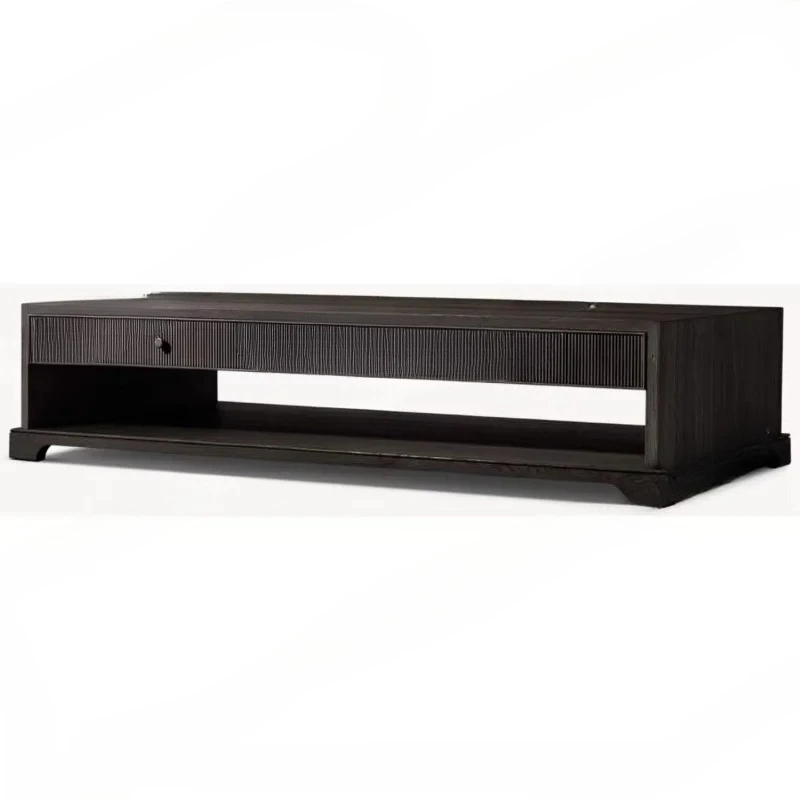 solid wood long coffee table living room retro rectangular tea table coffee table