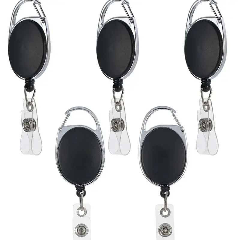 개폐식 작업 카드 클립 키체인 배지 릴 키링, 직원 배지 거치대, 작업 패스 카드 액세서리 클립, 로트당 2 개