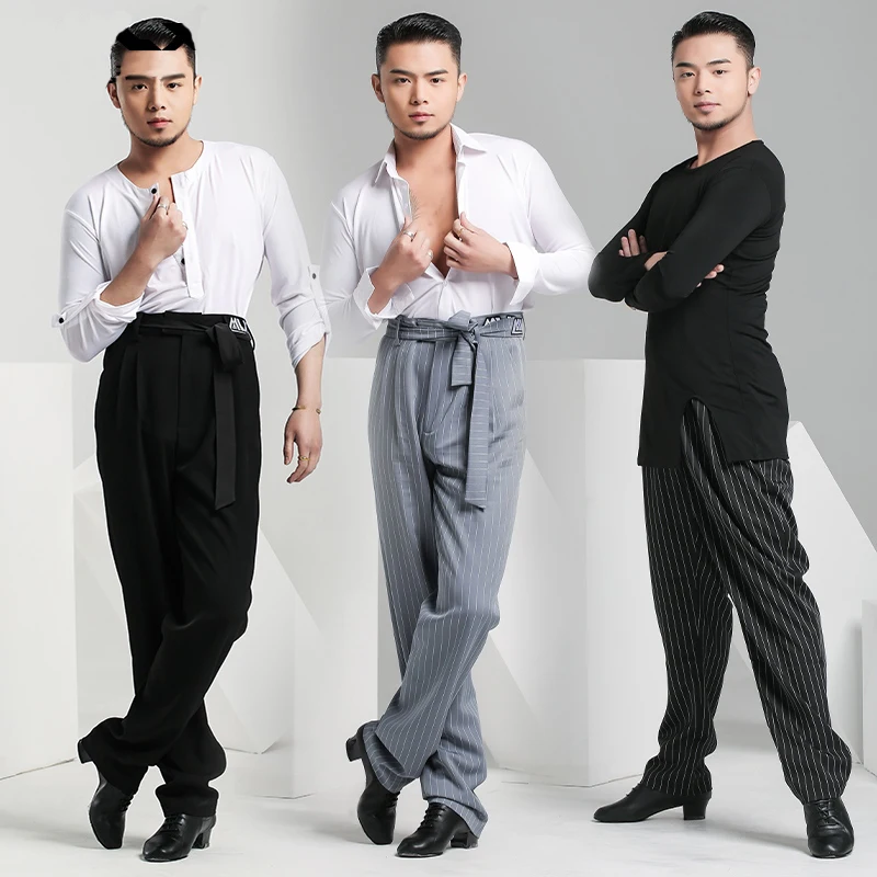 

Men's Ballroom Dance Pants Adult Performance Costume Tango Modern Latin Dance Pants Training High Waisted Loose Trousers VBH1615