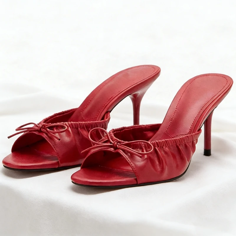 

Bow Fashion Elegant Heels Sandals Women 2026 Summer Sweet Slides Open Toe Comfortable Casual Slippers Ladies Sandalias De Mujer