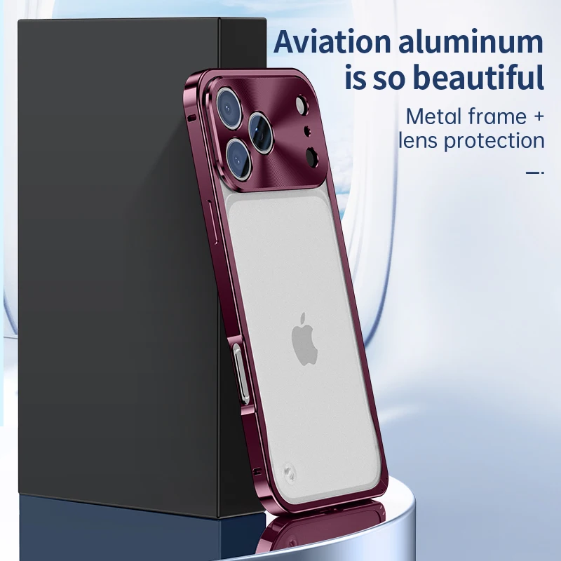 Magnetyczne etui na telefon z metalową ramką do iPhone 17 18 Pro Max, aluminiowa klamra, pokrowiec na telefon kompatybilny z Magsafe, matowy panel tylny z PC. — zdjęcie produktu 5