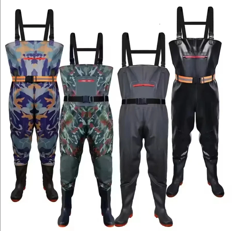 Thickened Underwater Pants Rain Pants with Rain Shoes Full Body One-piece Waterproof Clothing Catching The Sea Equipment