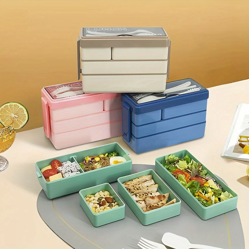 

Контейнер для обедов Bento большой емкости, 1450 мл, многоярусный Штабелируемый герметичный контейнер для еды, необходимый предмет для кухни