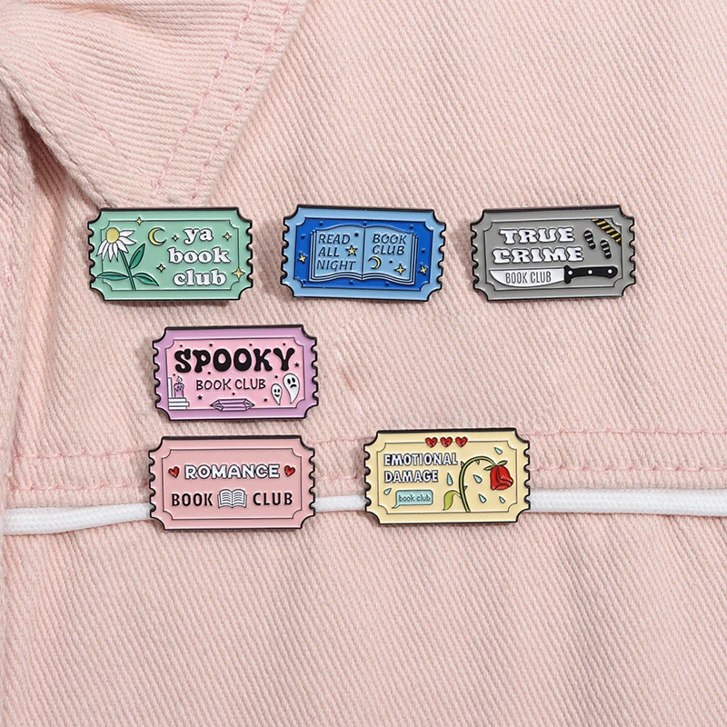 Creative Cartoon Ticket Text Geometry Medal Oil Drop Lapel Brooch Badge Pin Denim Bag Gift Men Women Fashion Jewelry Accessories